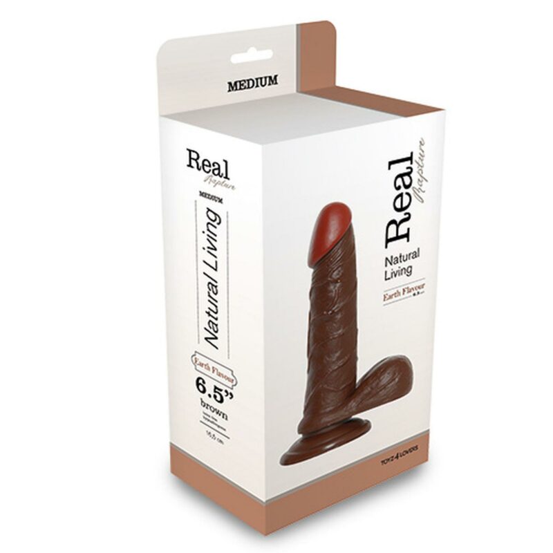 Rudas realistiškas dildo „Real Rapture Brown“ 6,5"