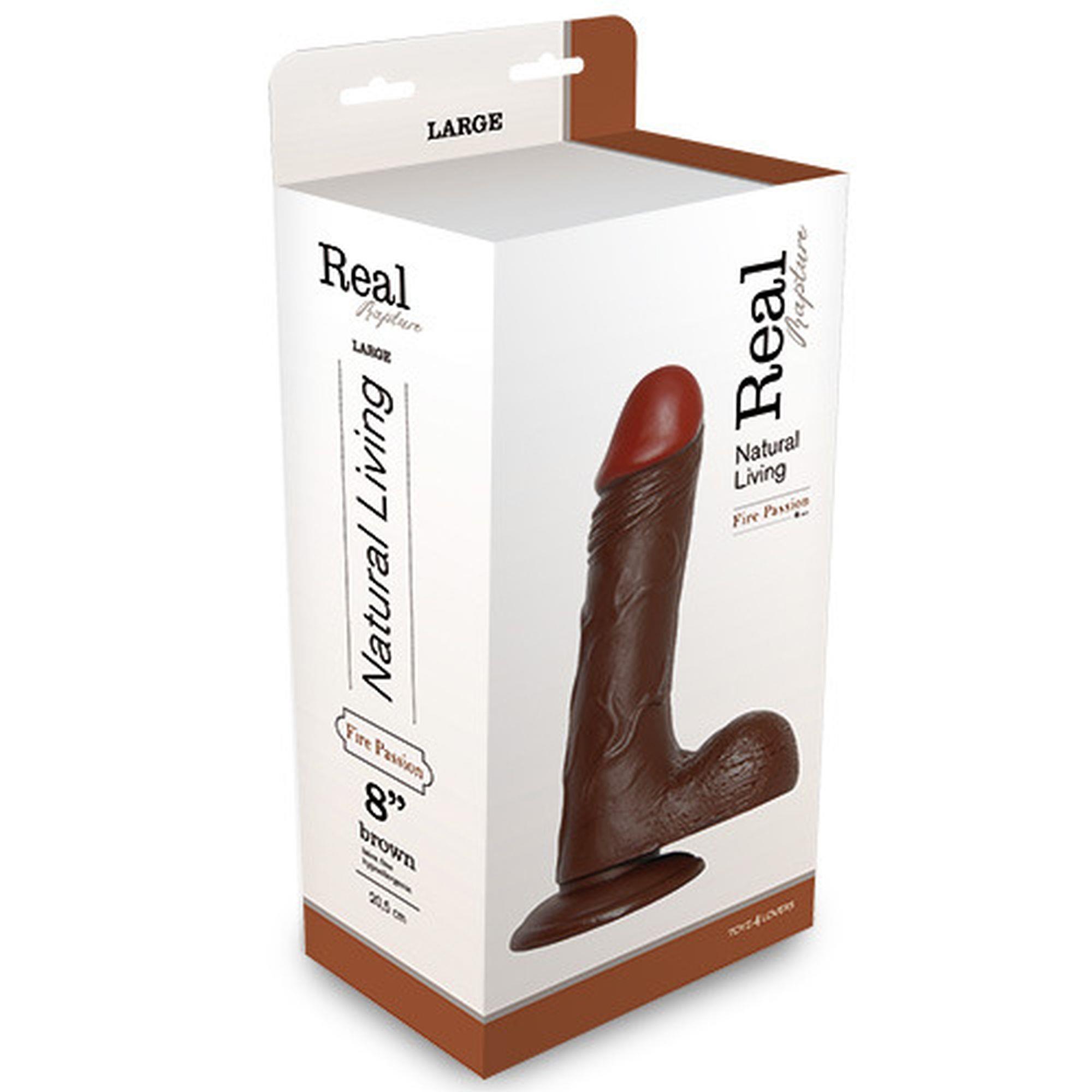 Rudas realistiškas dildo „Real Rapture Brown“ 8"