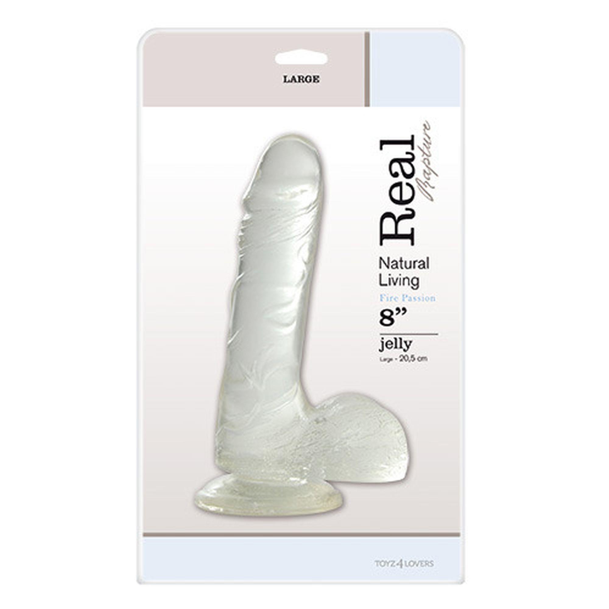 Skaidrus gelinis dildo „Real Rapture Jelly“ 8"