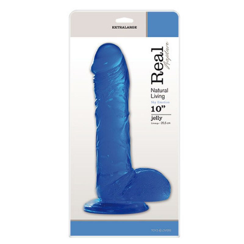 Didelis realistiškas dildo „Real Rapture Blue“ 10"