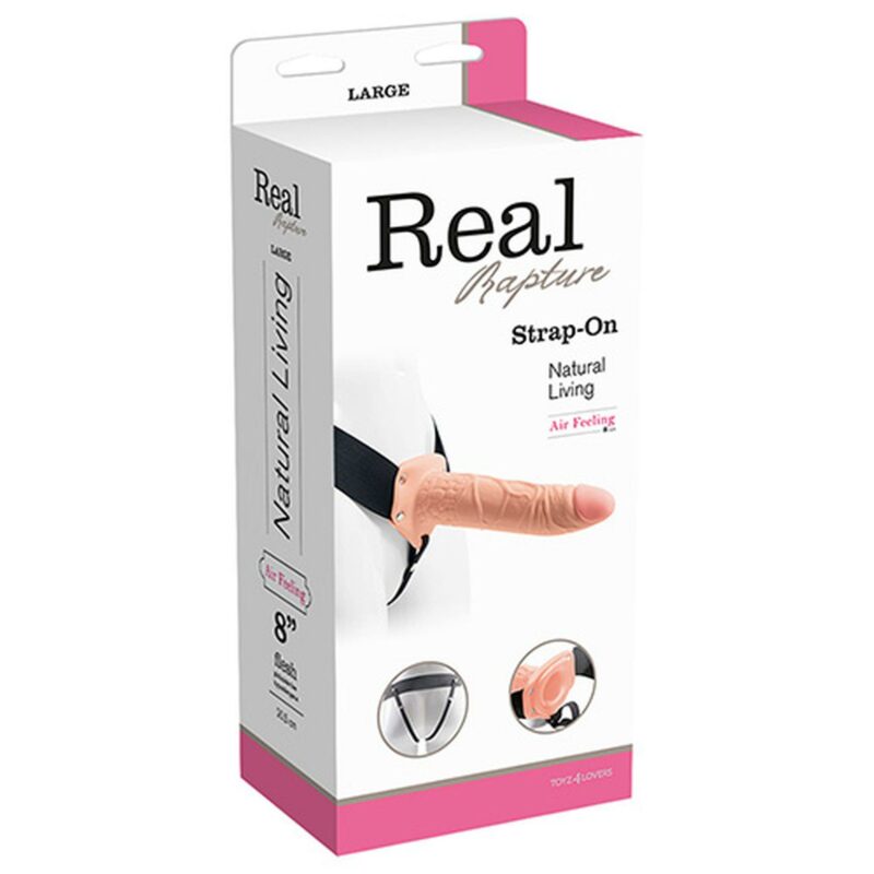 Strap-on diržas su dildo „Real Rapture“ 8" (kūno spalvos)