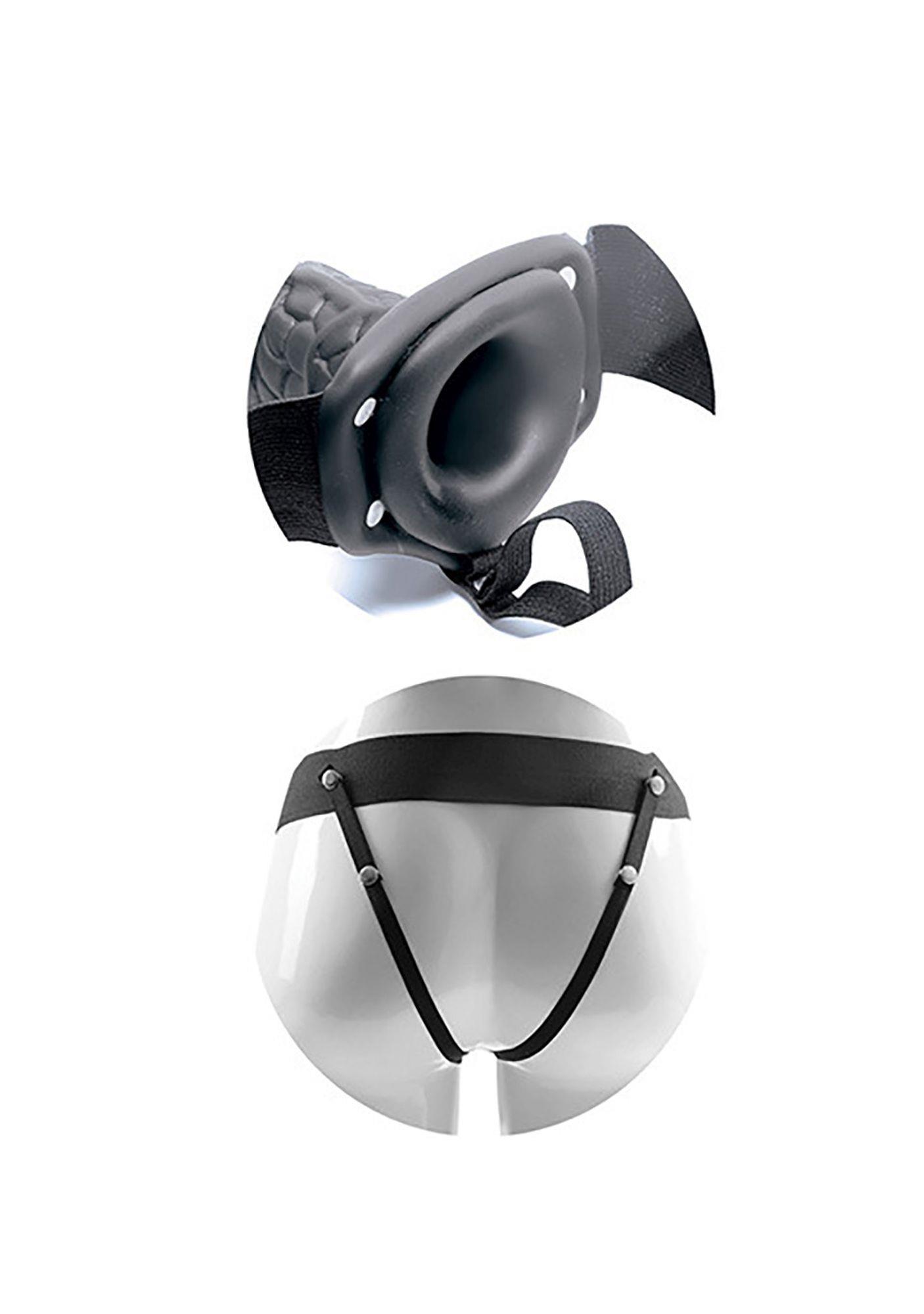 Strap-on diržas su dildo „Real Rapture“ 8" (juodas, su sėklidėmis) - Image 3