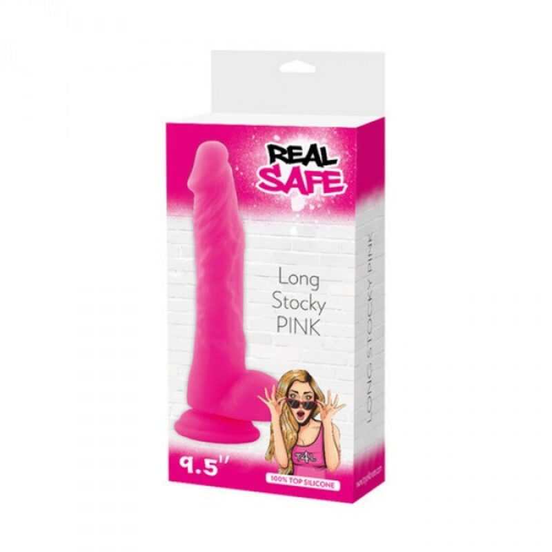 Stout tipo dildo „Real Safe Long Stocky“ (rožinis)