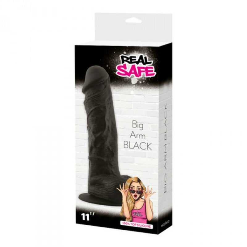 Didelis rankos formos dildo „Real Safe Big Arm“ (juodas)