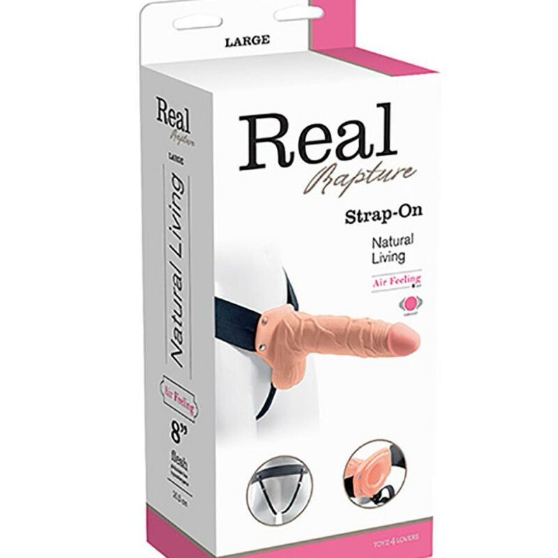 Strap-on dildo „Real Rapture 8“ su sėklidėmis