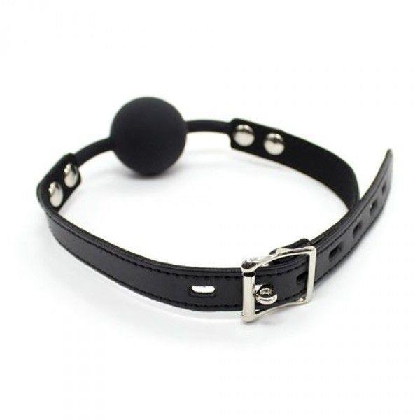 Kamuoliukas kneblys su užsegimu juodas - Image 3