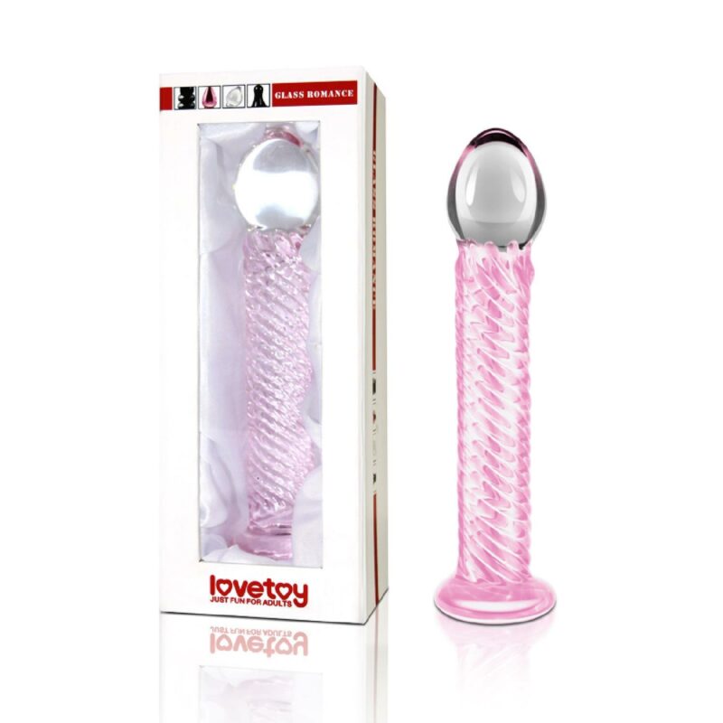 Stiklinis dildo „Glass Romance“ 7,5 colio (rožinis)
