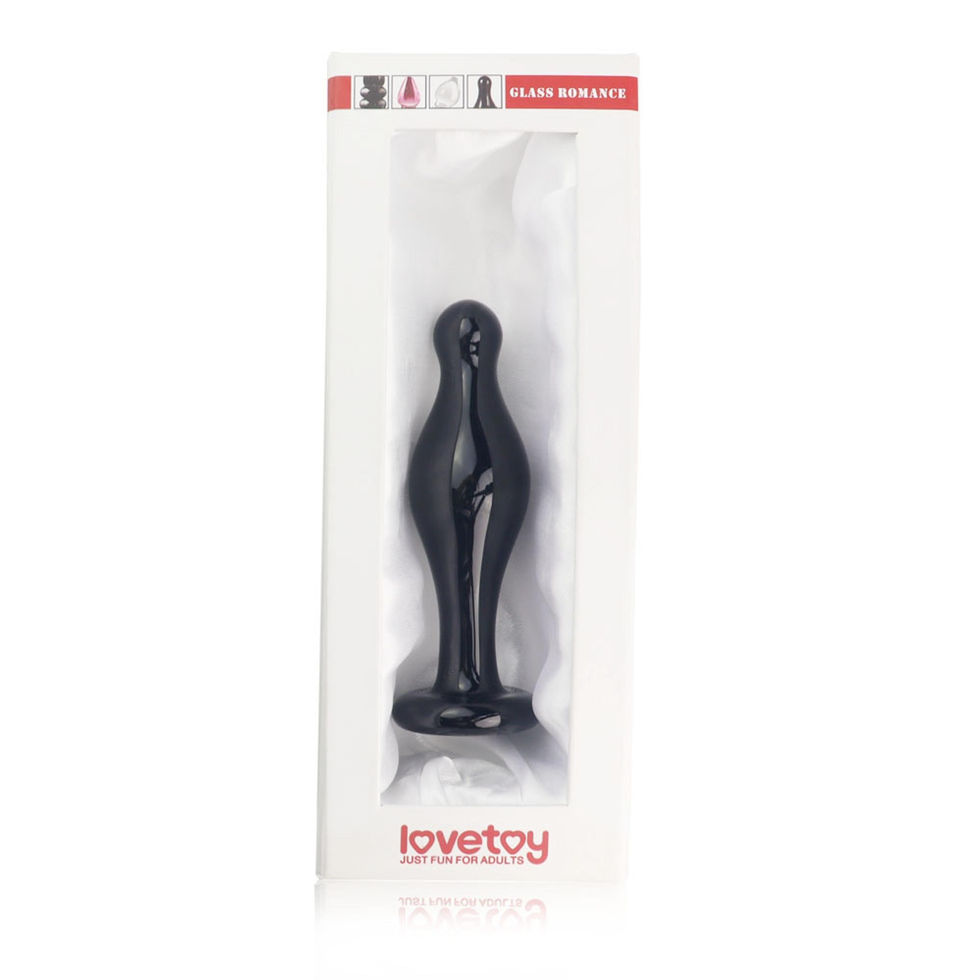 Stiklinis dildo „Glass Romance“ 4,5″ juodas (lenktas) - Image 2