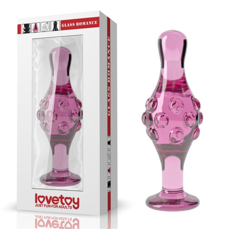 Stiklinis dildo „Glass Romance“ 4,5″ rožinis (siauras)