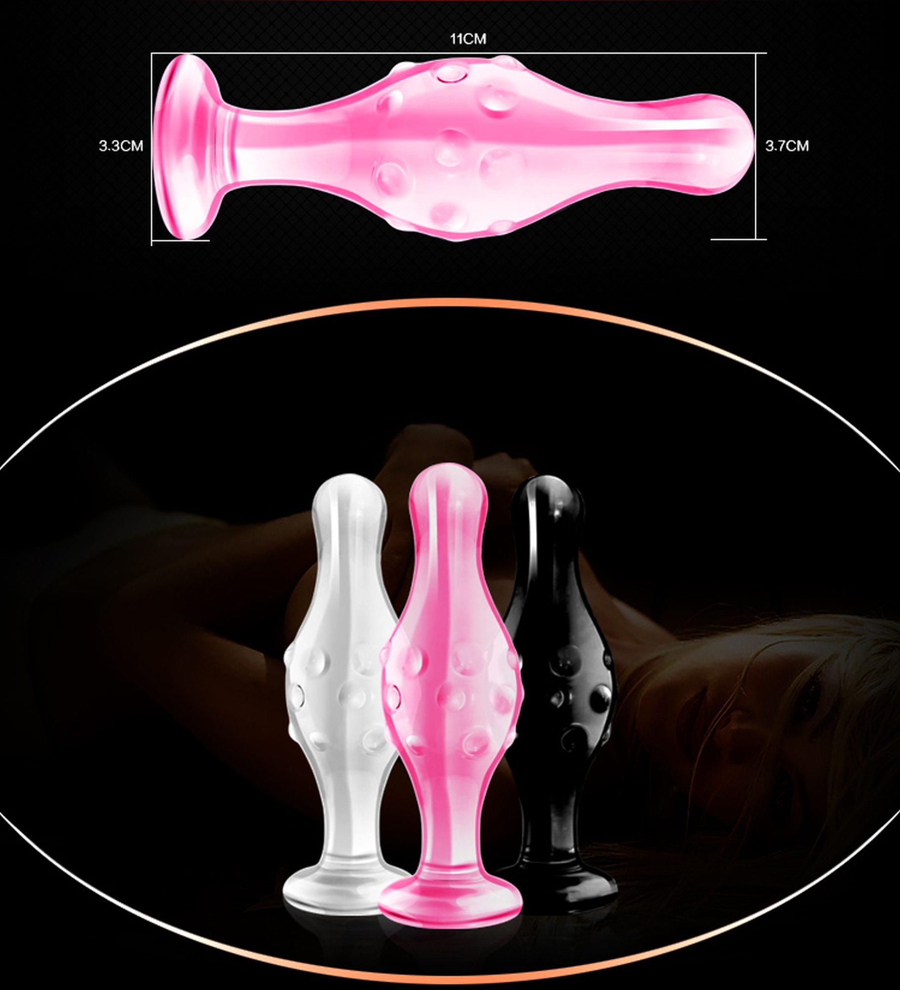 Stiklinis dildo „Glass Romance“ 4,5″ juodas (siauras) - Image 3