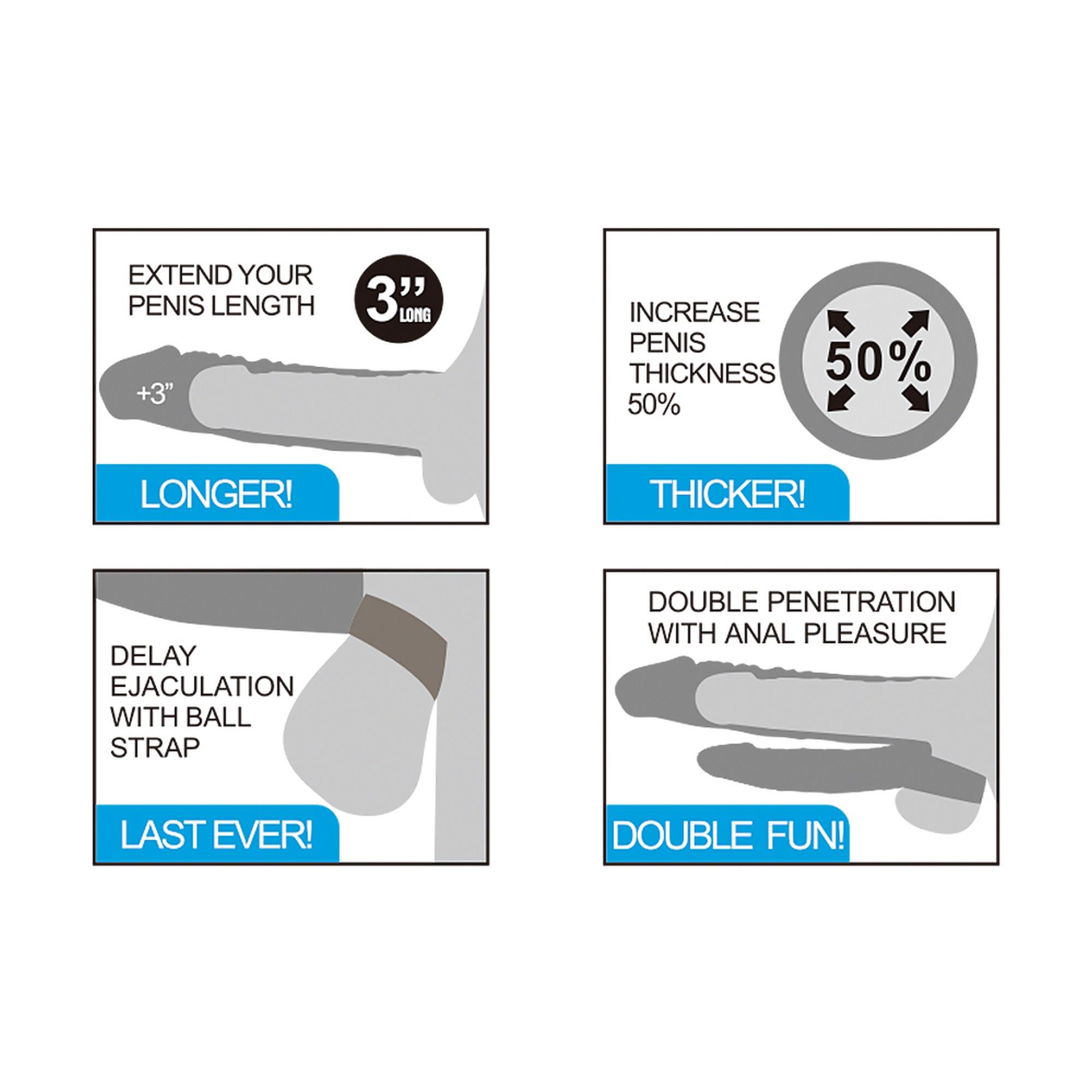 Vibruojanti dviguba penio mova „Add 3" Pleasure X Tender“ - Image 7
