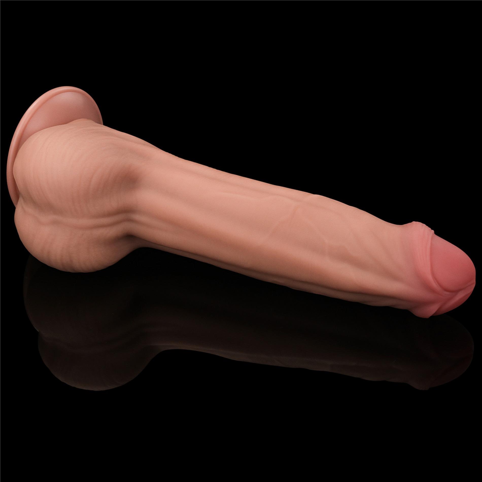 11,5" realistiškas dvigubo sluoksnio dildo „King Sized Sliding Skin“ - Image 5