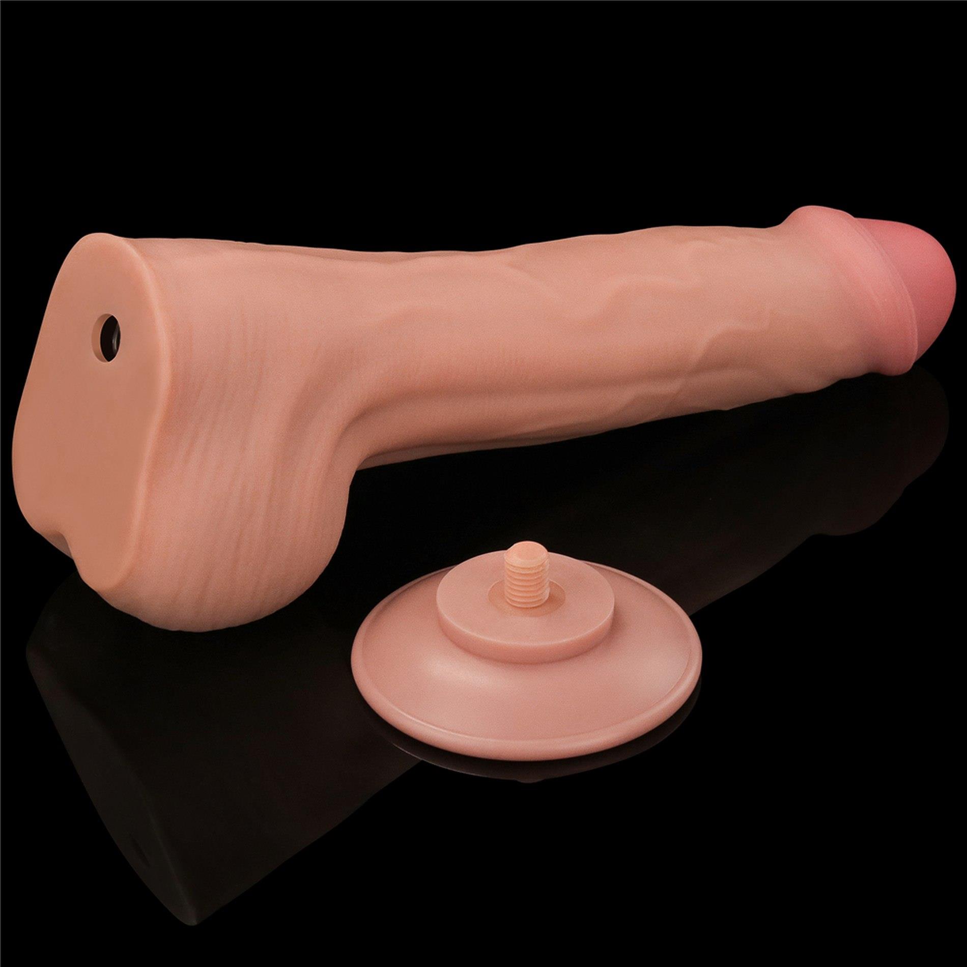 11,5" realistiškas dvigubo sluoksnio dildo „King Sized Sliding Skin“ - Image 15