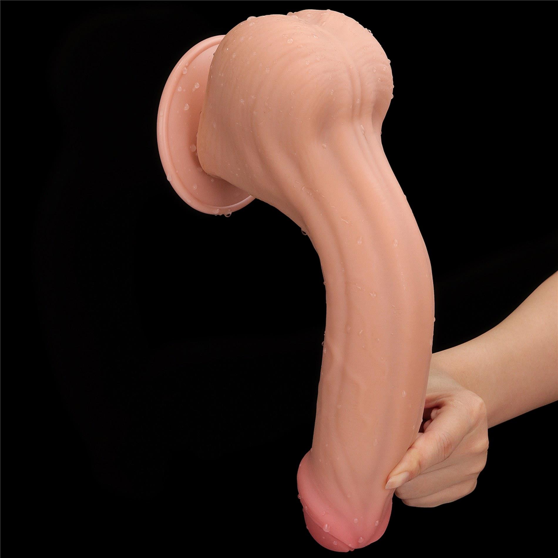 11,5" realistiškas dvigubo sluoksnio dildo „King Sized Sliding Skin“ - Image 19