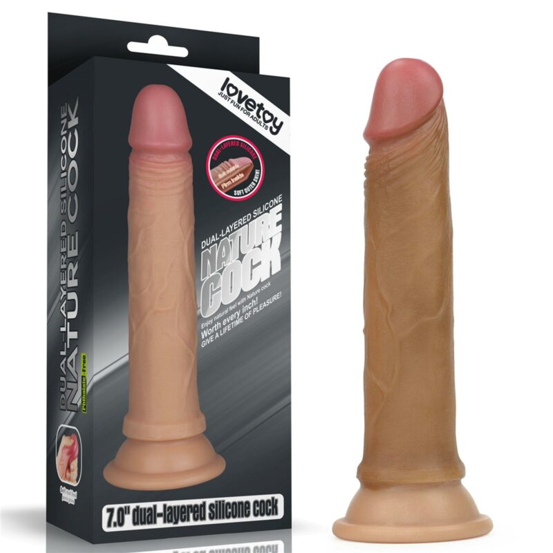 7" dvigubo sluoksnio platininis silikoninis dildo