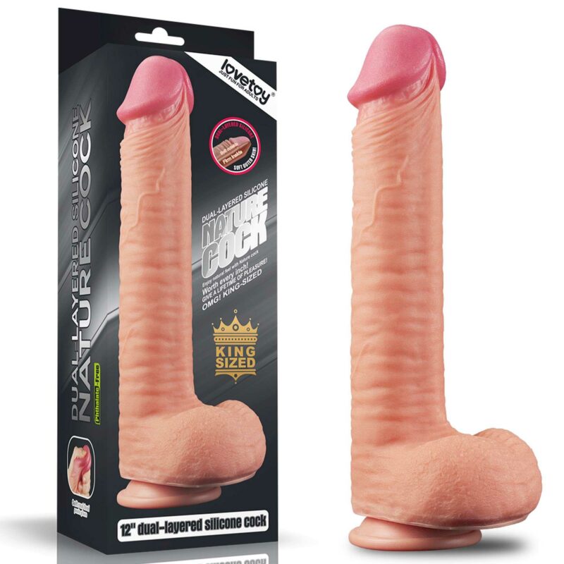 12" dvigubo sluoksnio platininis silikoninis dildo