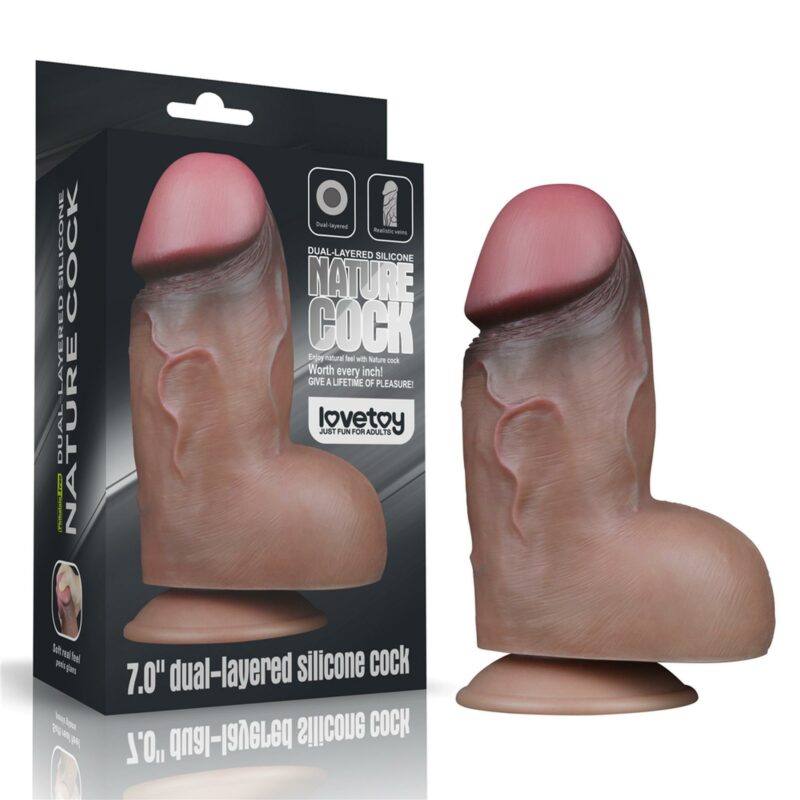7" dvigubo sluoksnio platininis silikoninis dildo (2)