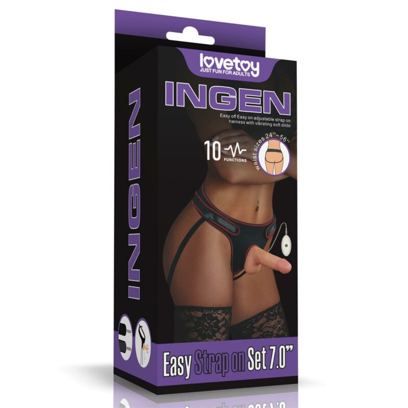 Vibruojantis strap-on rinkinys „Easy Strap-On“ 7,0"