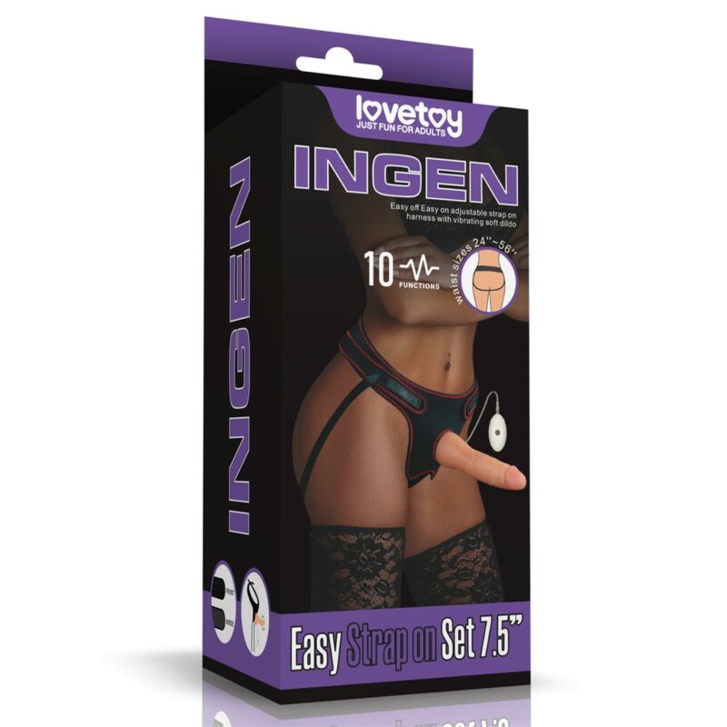 Vibruojantis strap-on rinkinys „Easy Strap-On“ 7,5"