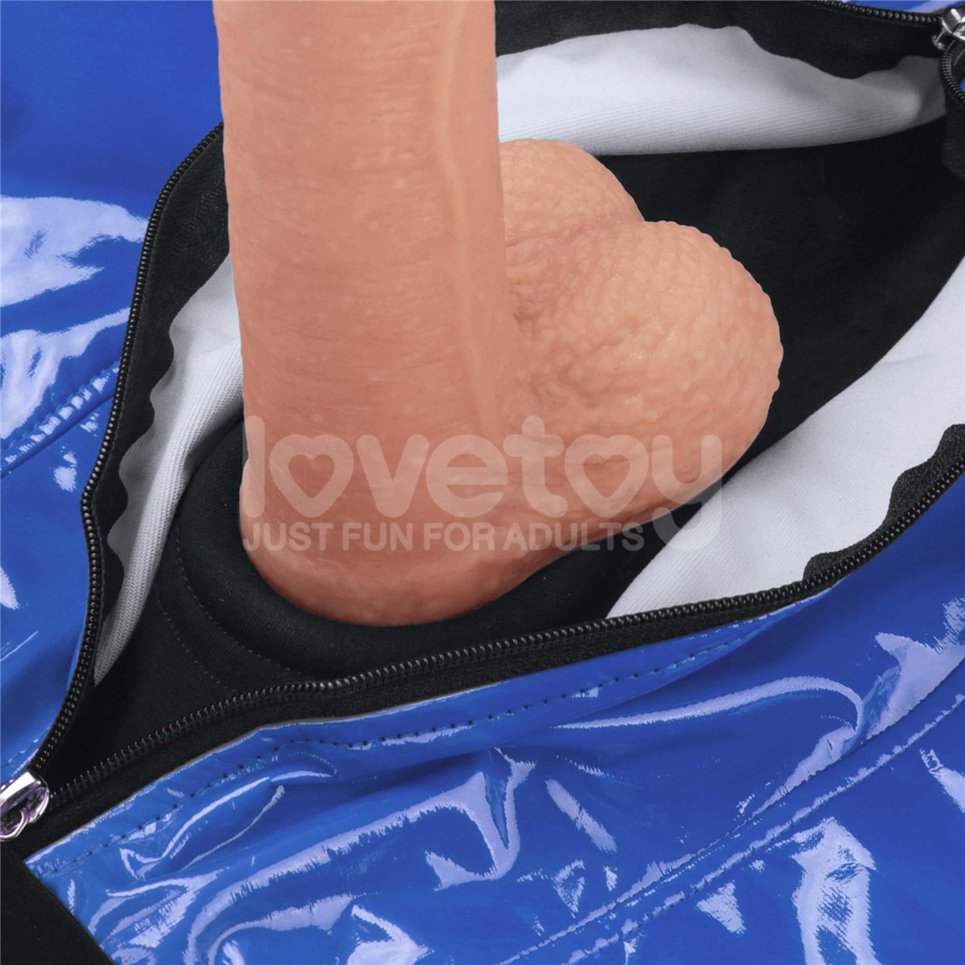 Dirželių šortai su kišene dildo „Chic Strap-On“ mėlyni L (36–39 colio liemuo) - Image 10