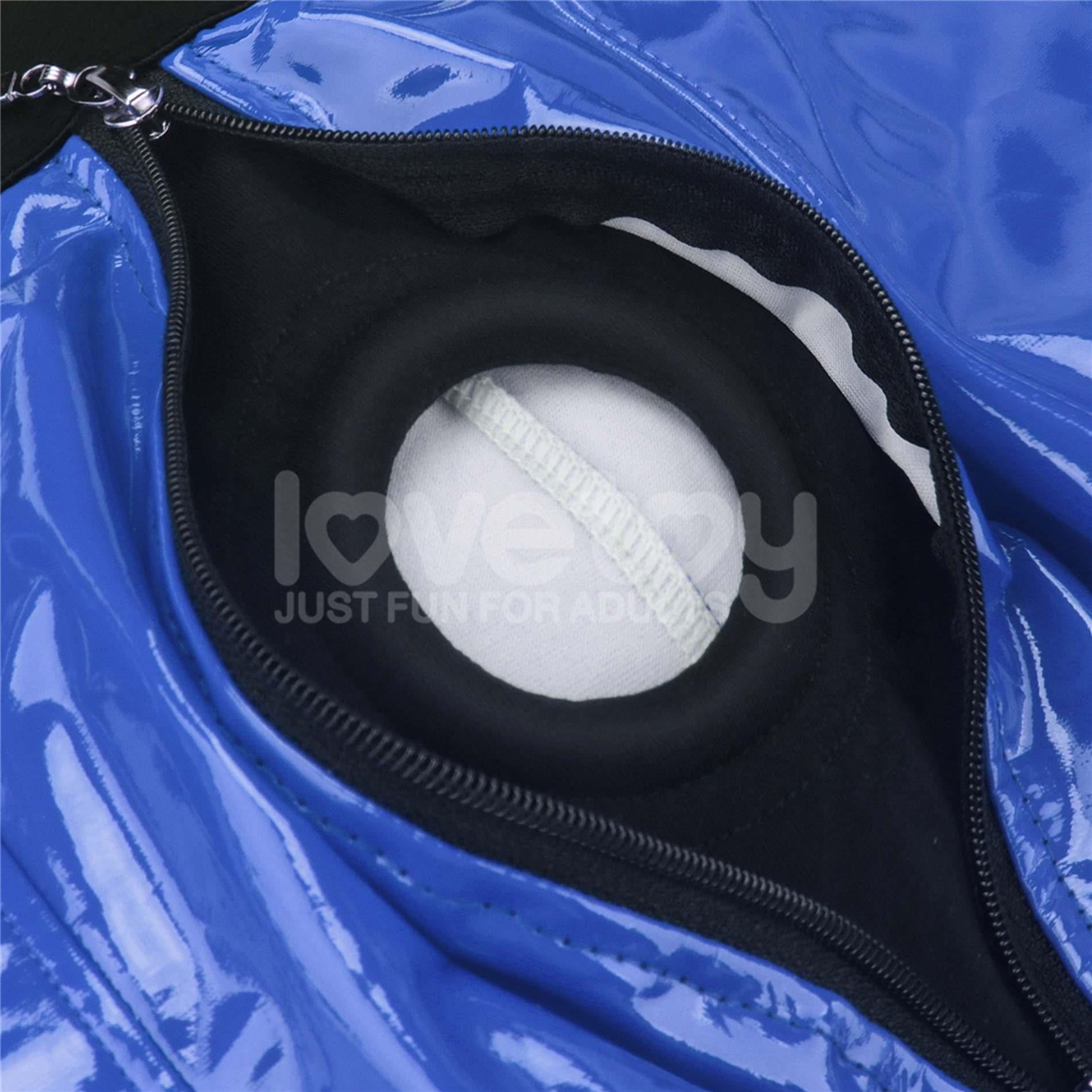 Dirželių šortai su kišene dildo „Chic Strap-On“ mėlyni L (36–39 colio liemuo) - Image 12