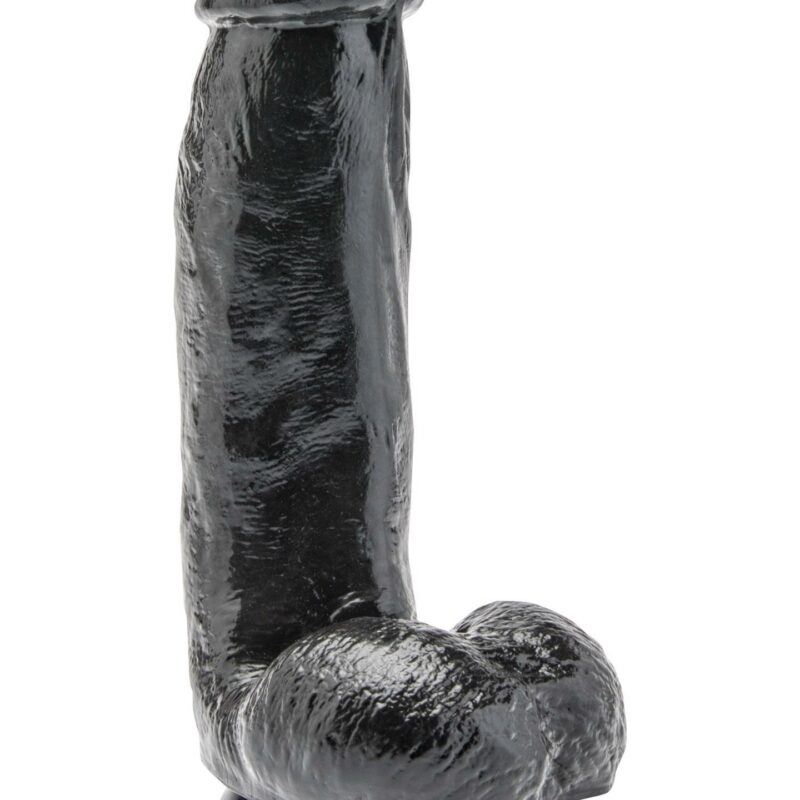 Realistiškas dildo 6″ su sėklidėmis (juodas)