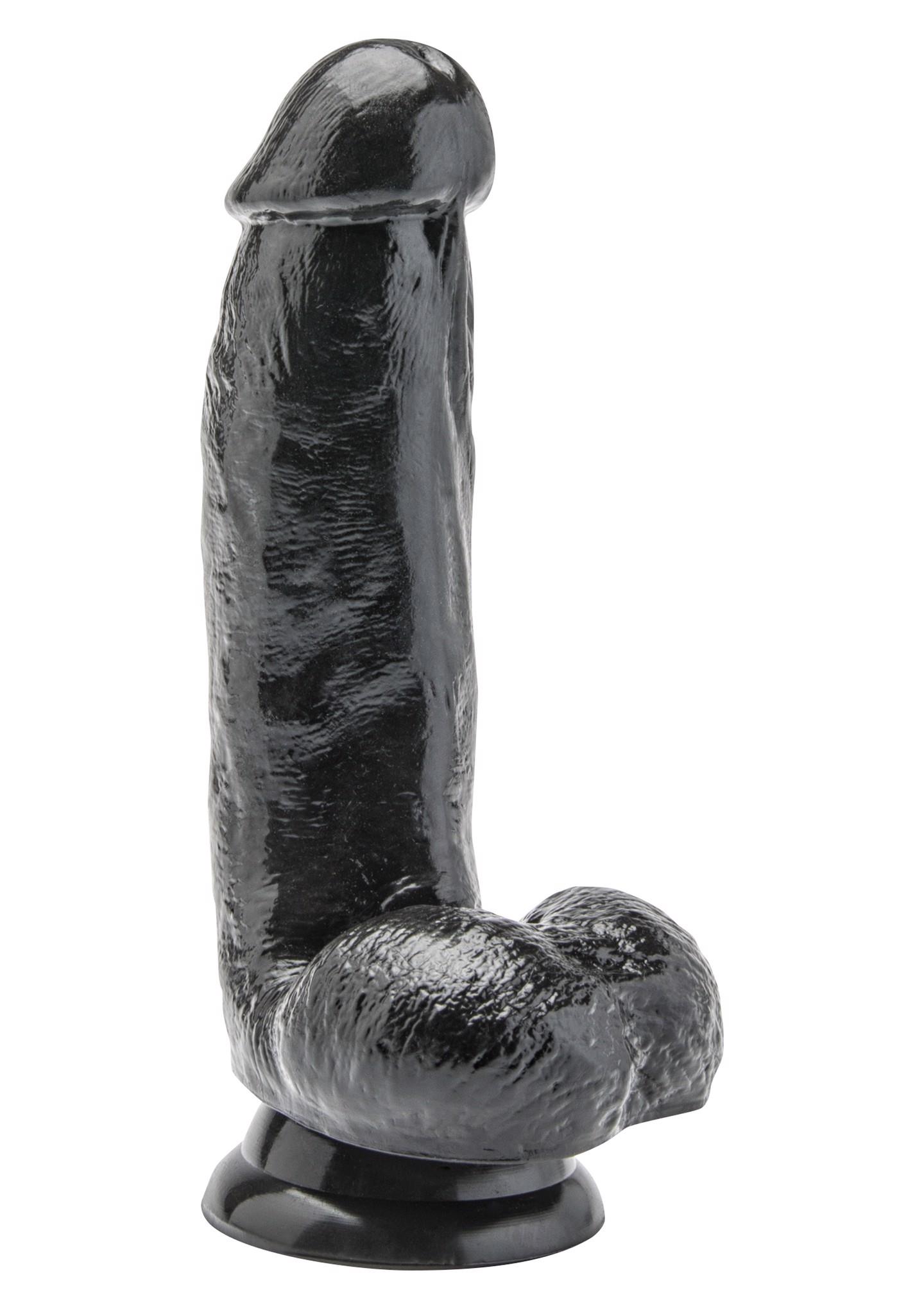 Realistiškas dildo 6″ su sėklidėmis (juodas)