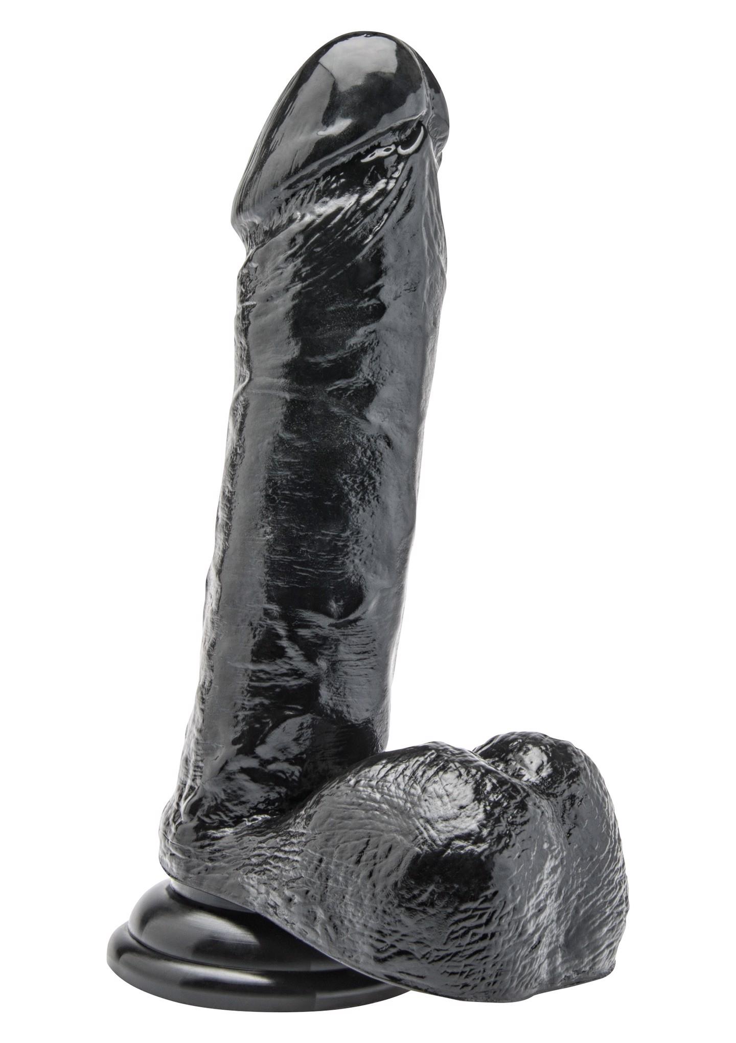 Realistiškas dildo 7″ su sėklidėmis (juodas)
