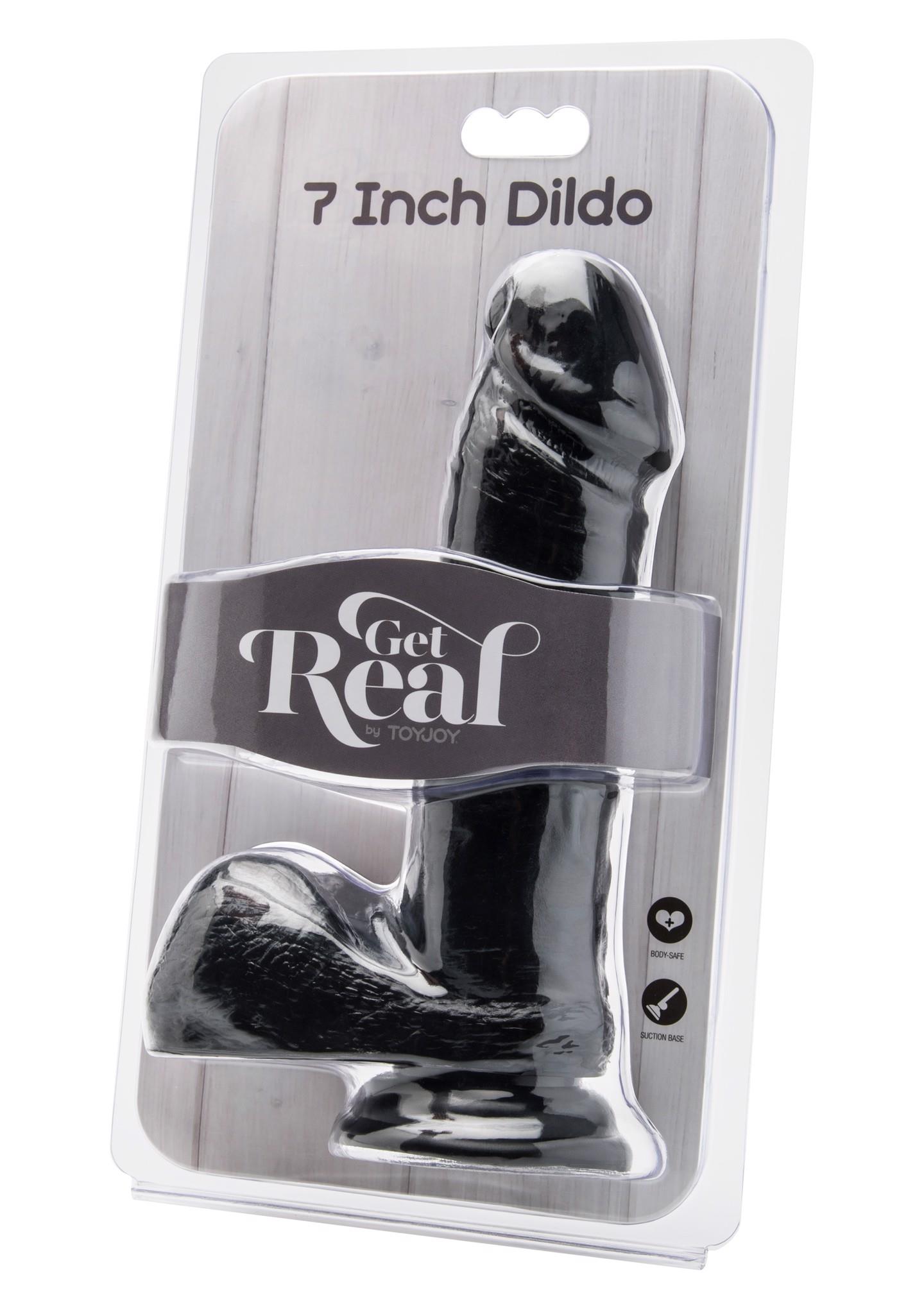 Realistiškas dildo 7″ su sėklidėmis (juodas) - Image 2