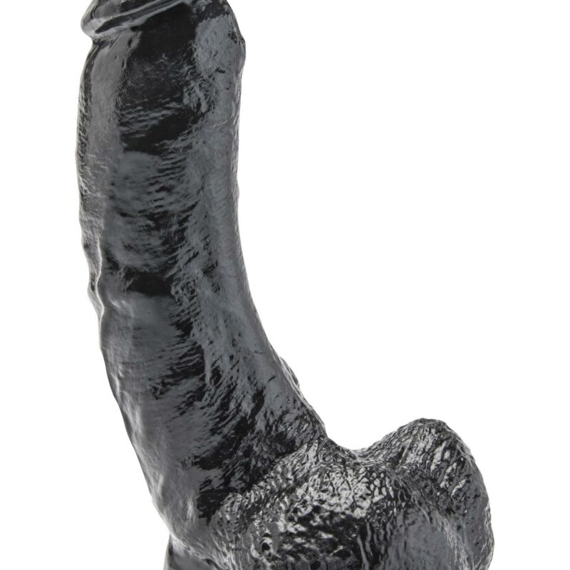 Realistiškas dildo 8″ su sėklidėmis (juodas)