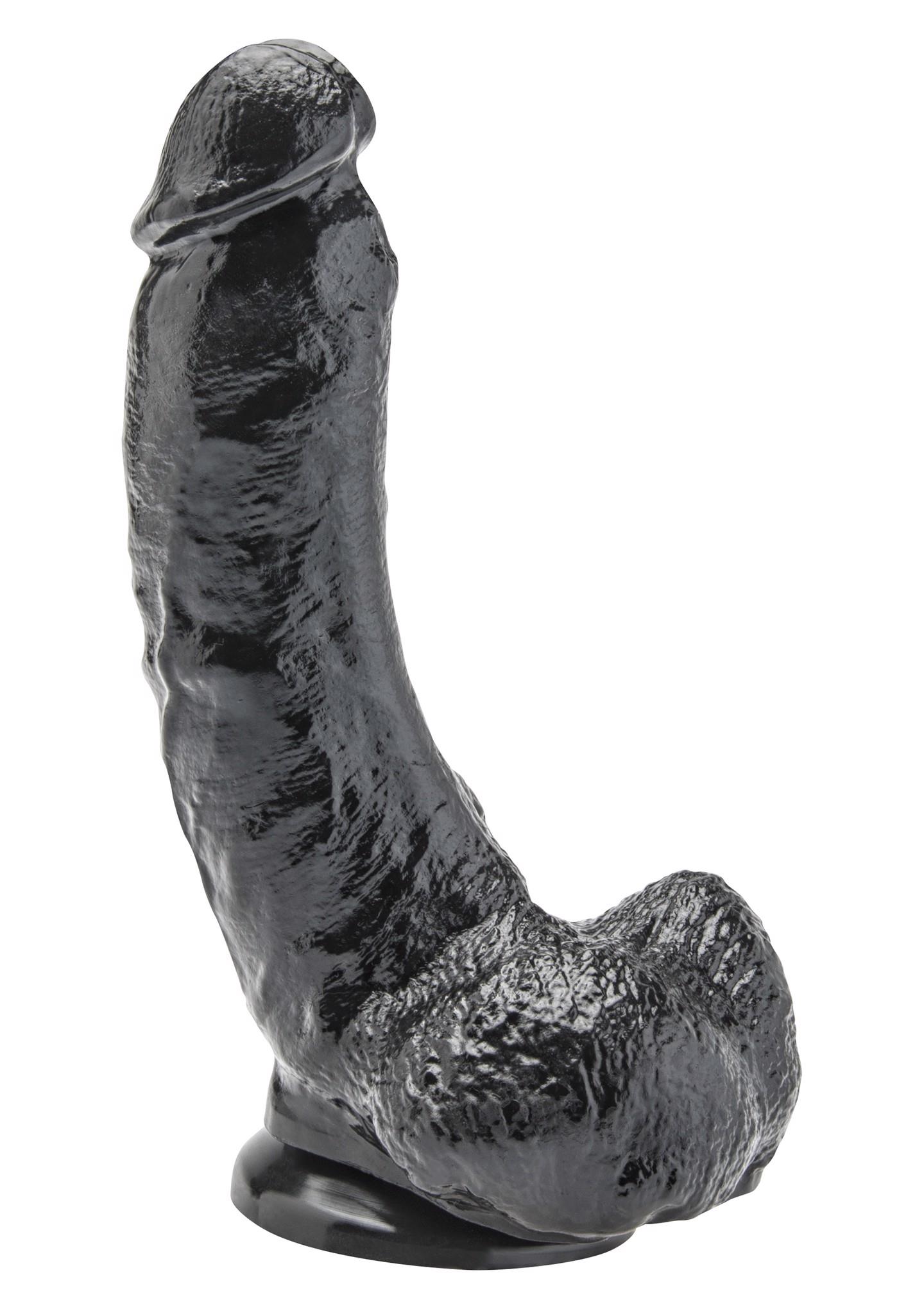 Realistiškas dildo 8″ su sėklidėmis (juodas)