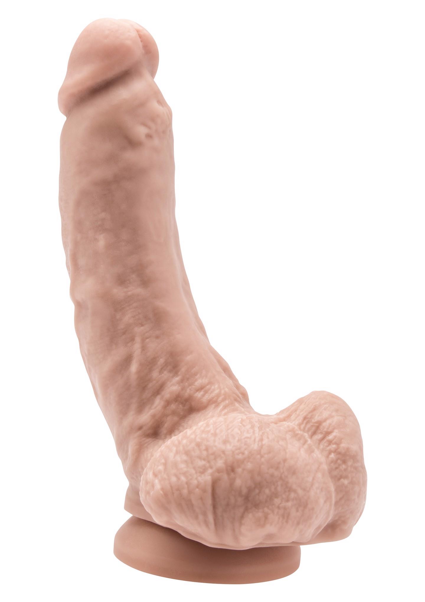 Realistiškas dildo 8″ su sėklidėmis (šviesi odos spalva)
