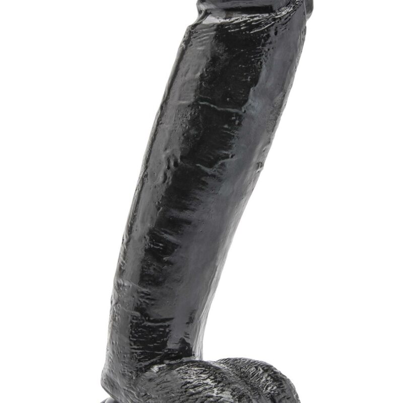Realistiškas dildo 10″ su sėklidėmis (juodas)