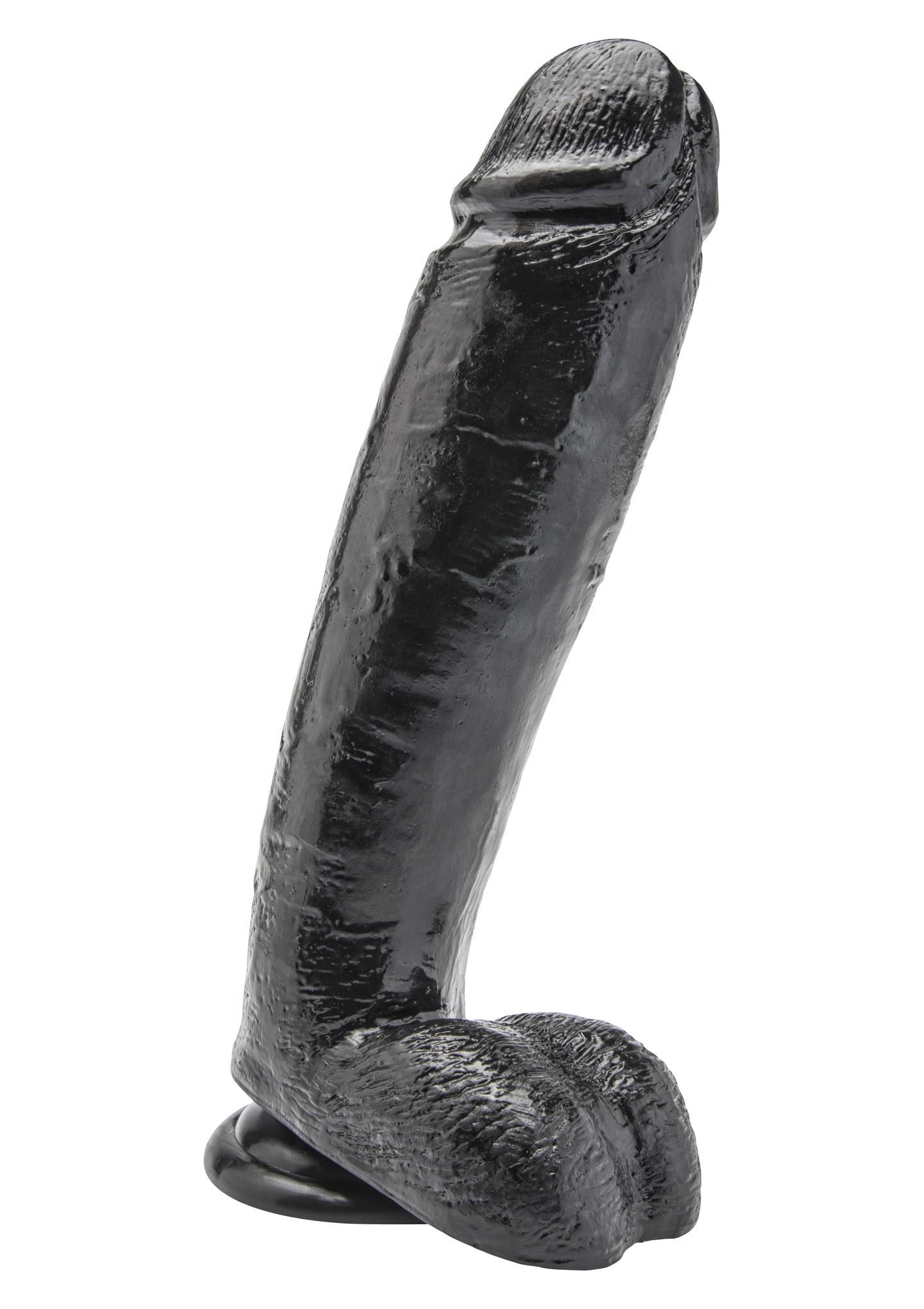 Realistiškas dildo 10″ su sėklidėmis (juodas)