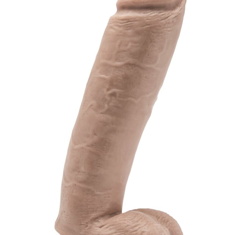 Realistiškas dildo 10″ su sėklidėmis (šviesi odos spalva)