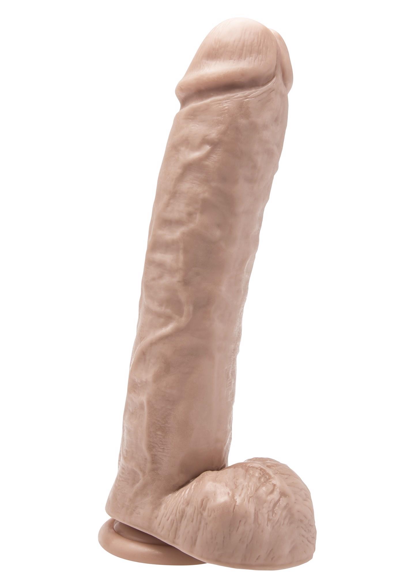 Realistiškas dildo 11″ su sėklidėmis (šviesi odos spalva)