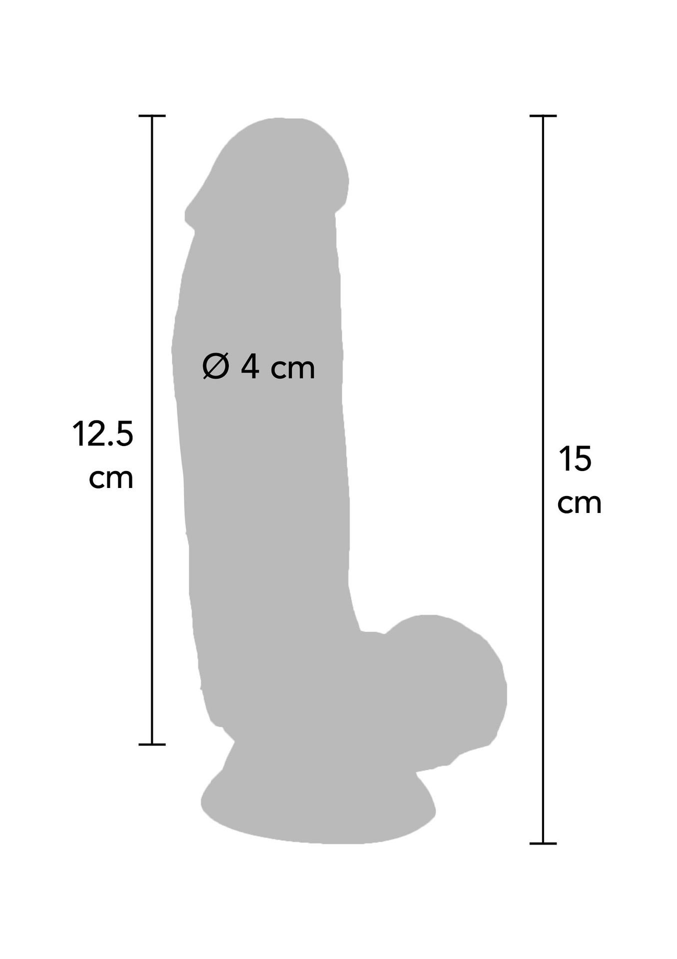 Vibruojantis dildo 6″ su sėklidėmis (šviesi odos spalva) - Image 3