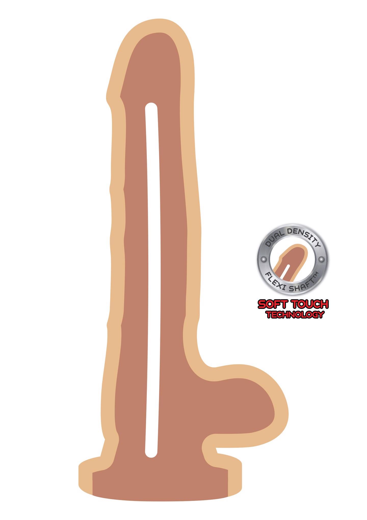 Dviejų kietumų dildo 7″ su sėklidėmis (šviesi odos spalva) - Image 3