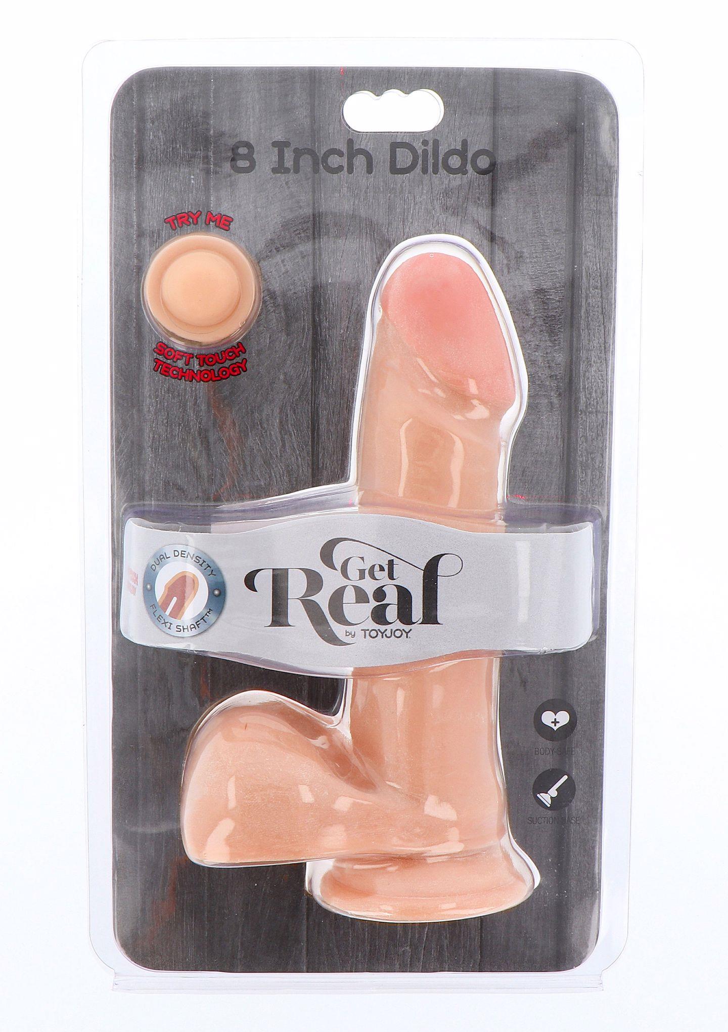 Dviejų kietumų dildo 8″ su sėklidėmis (šviesi odos spalva) - Image 2