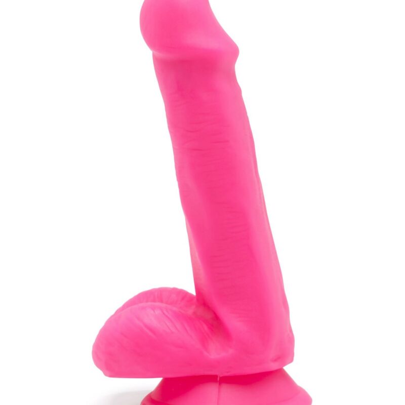 Linksmuolis dildo 6″ su sėklidėmis (rožinis)