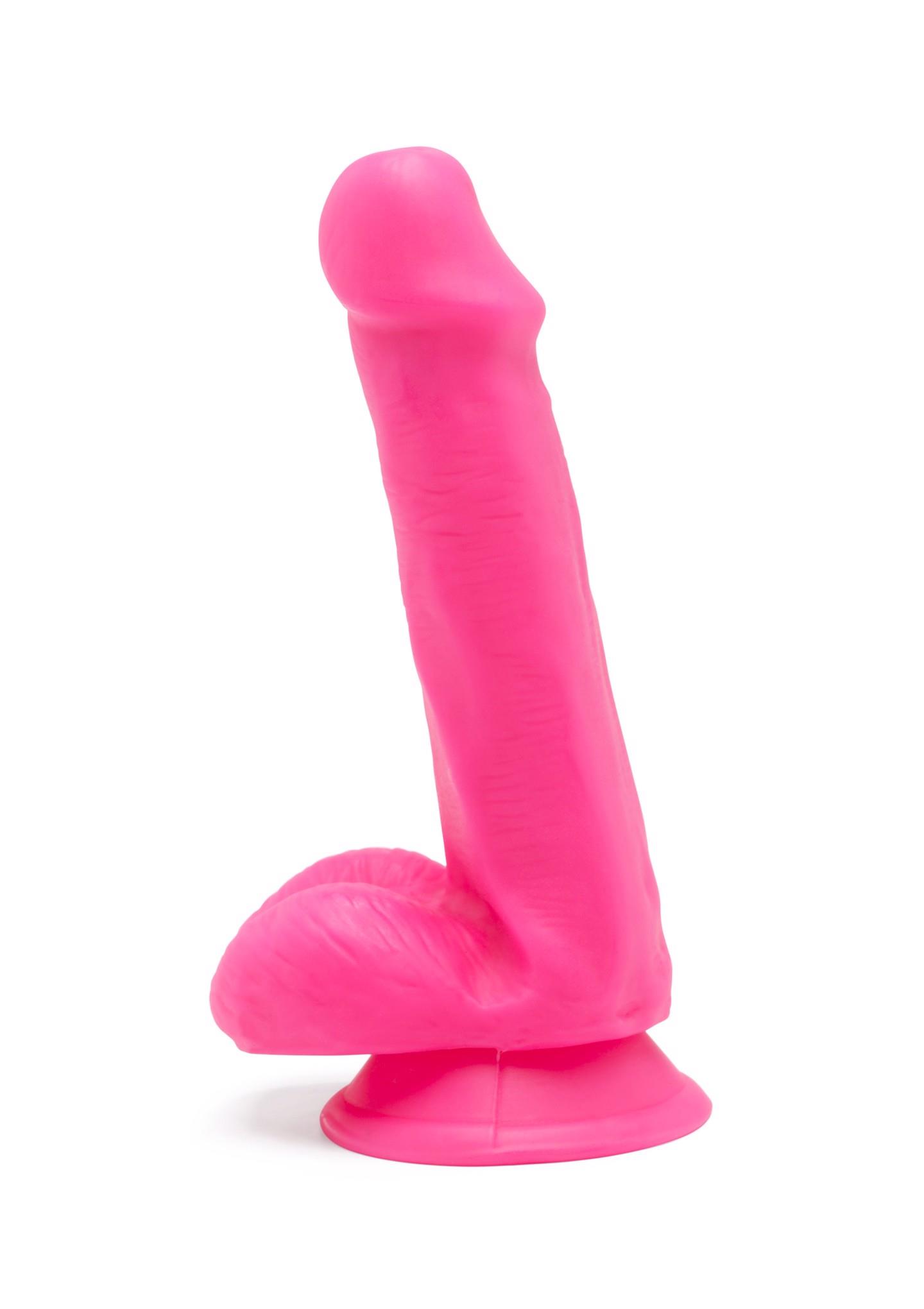 Linksmuolis dildo 6″ su sėklidėmis (rožinis)