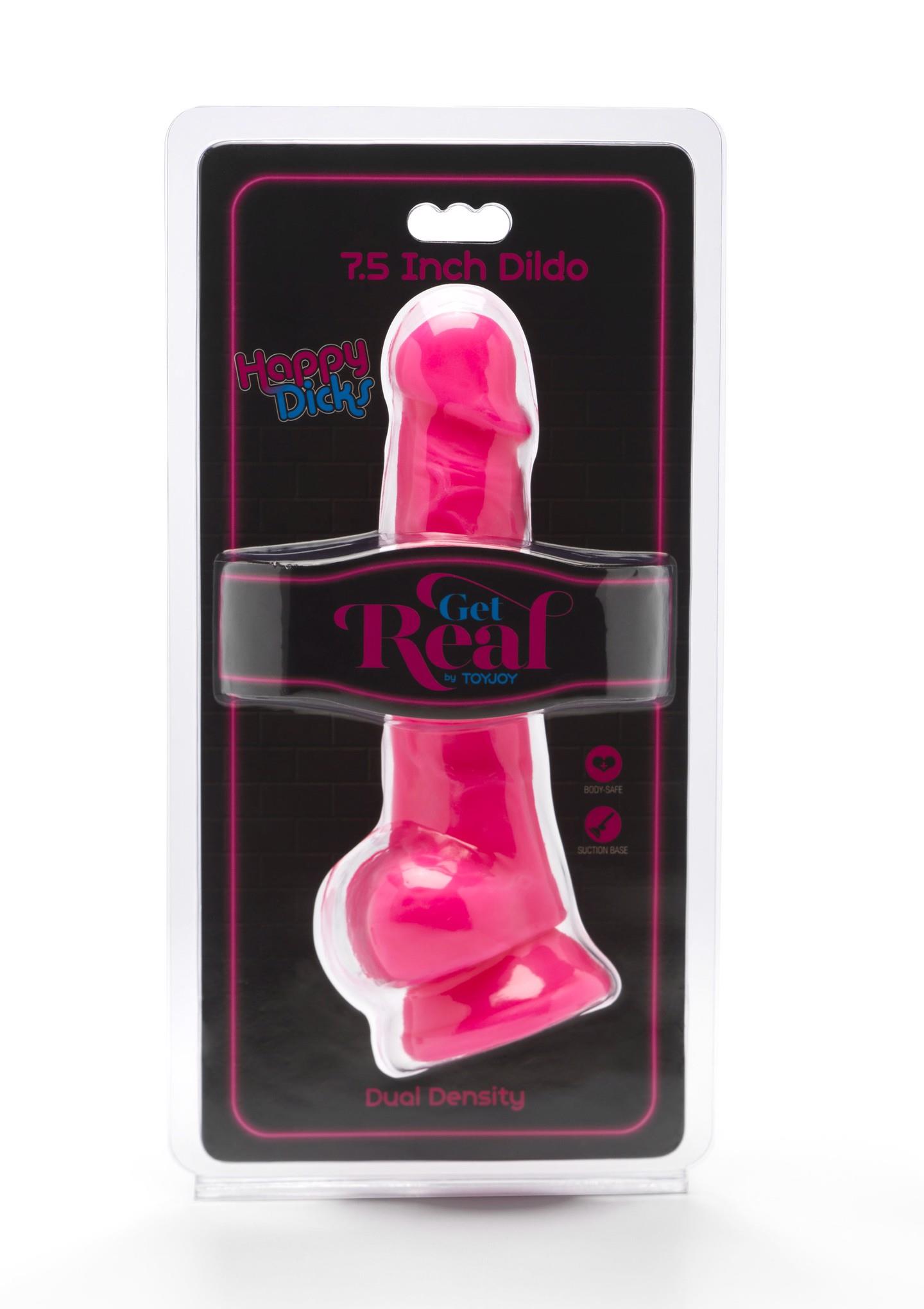 Linksmuolis dildo 7,5″ su sėklidėmis (rožinis) - Image 2
