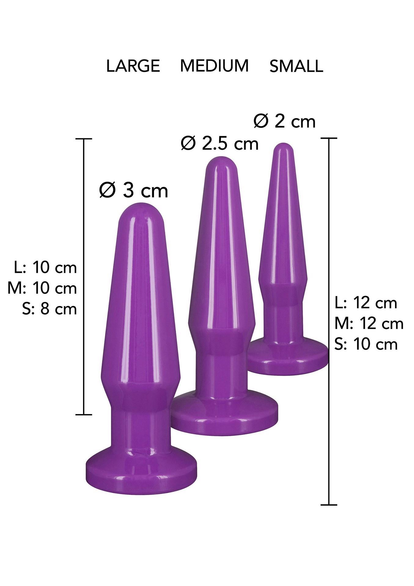 Analinių kaiščių rinkinys „Best Butt Buddies“ (violetinis, 3 vnt.) - Image 3