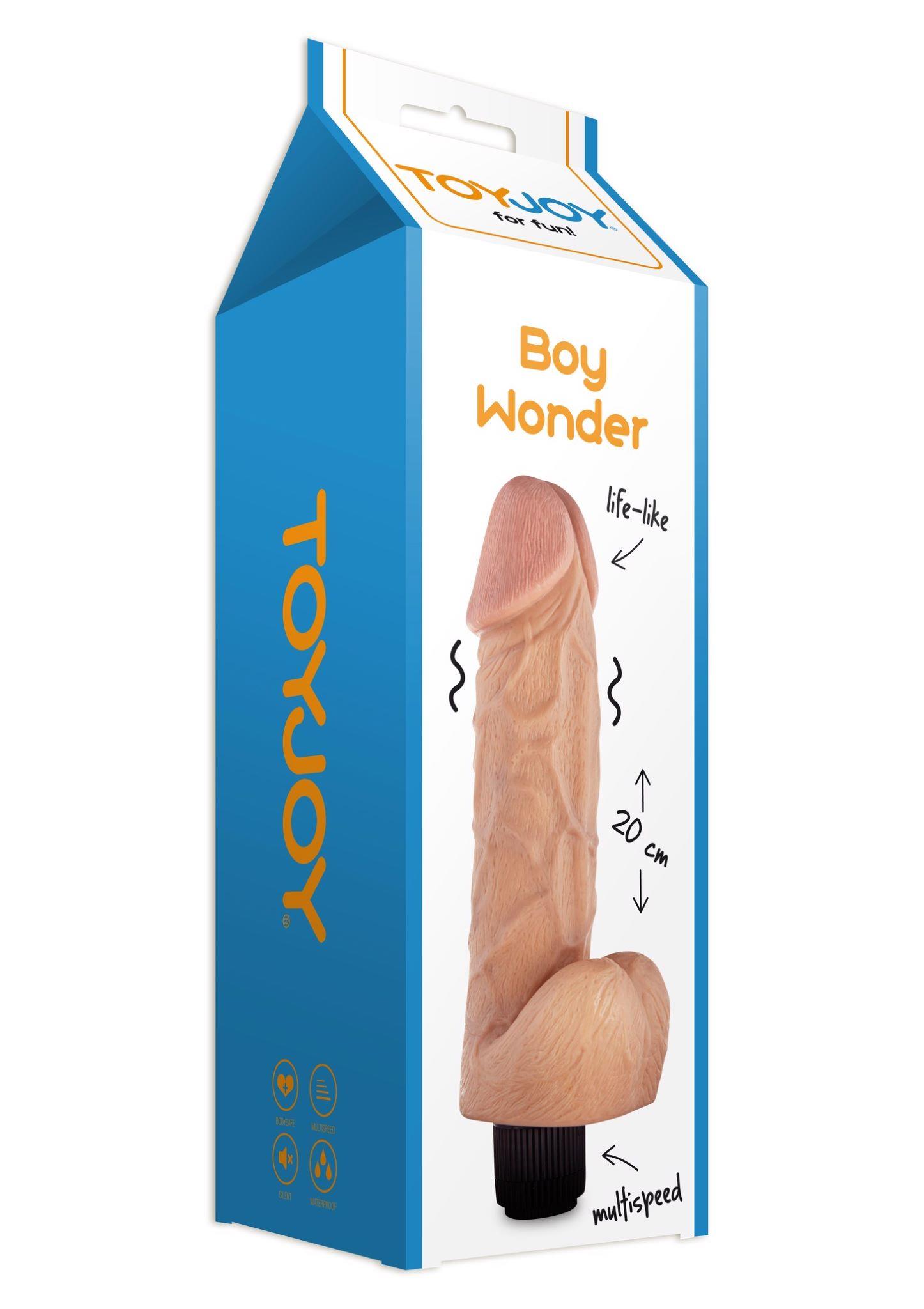 Vibruojantis dildo „Boy Wonder“ 20 cm (šviesi odos spalva) - Image 2
