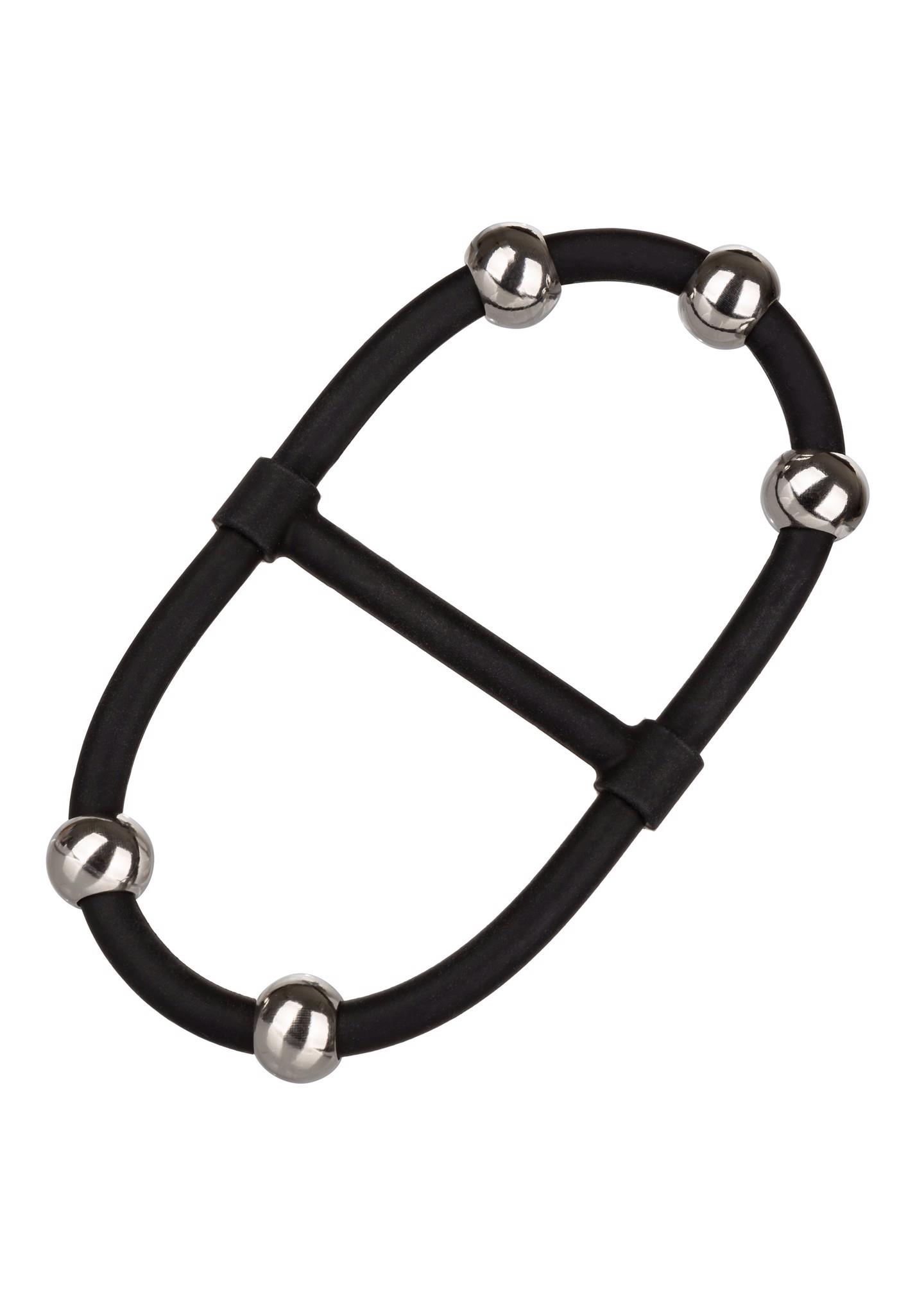 Dvigubas silikoninis penio ir kapšelio žiedas su karoliukais - Image 5