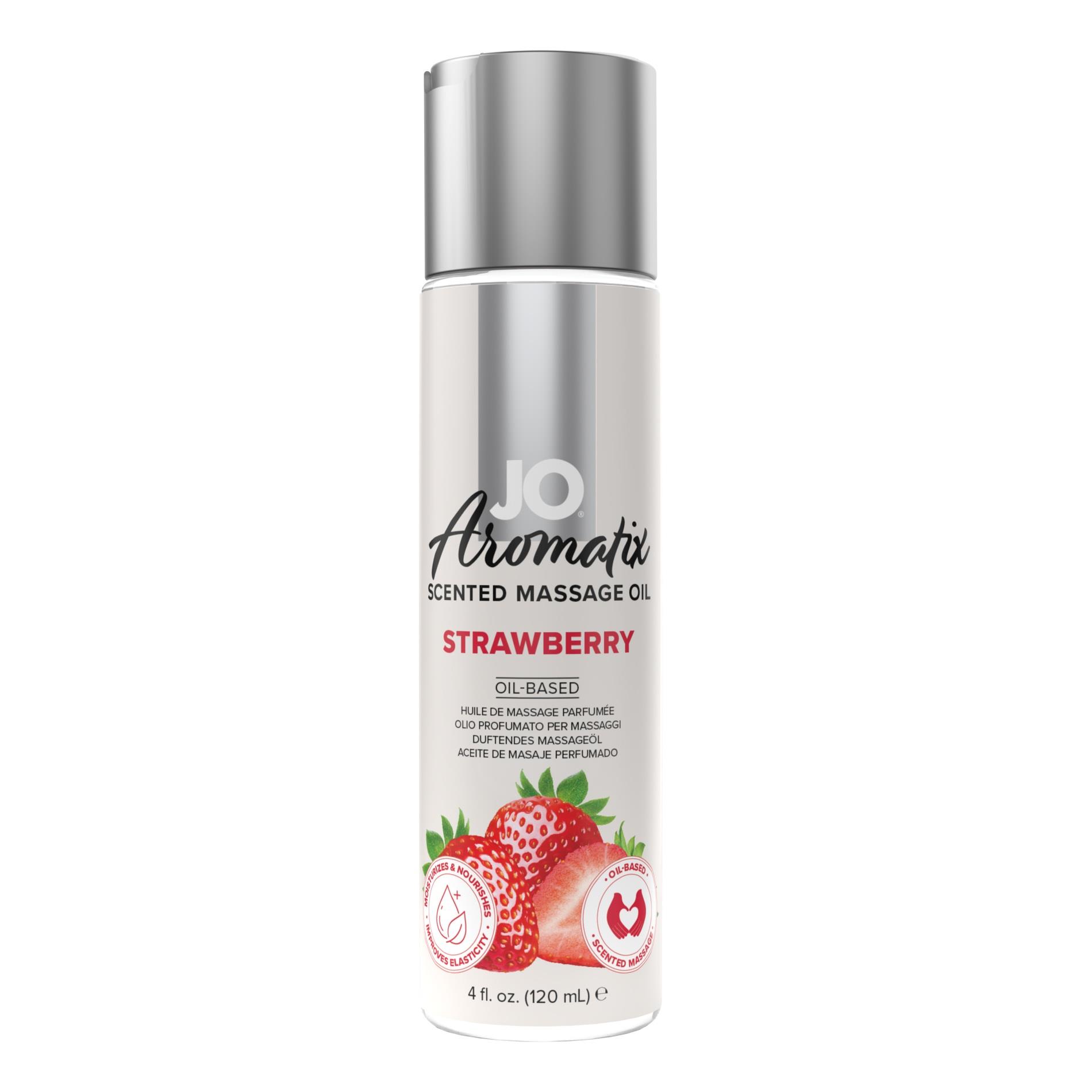 Braškėmis kvepiantis masažo aliejus „System JO Aromatix Strawberry“ 120 ml