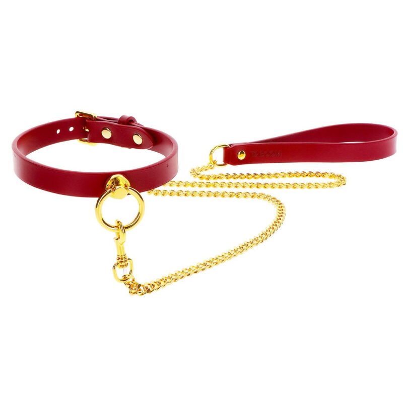 O-Ring Collar and Chain Leash Red