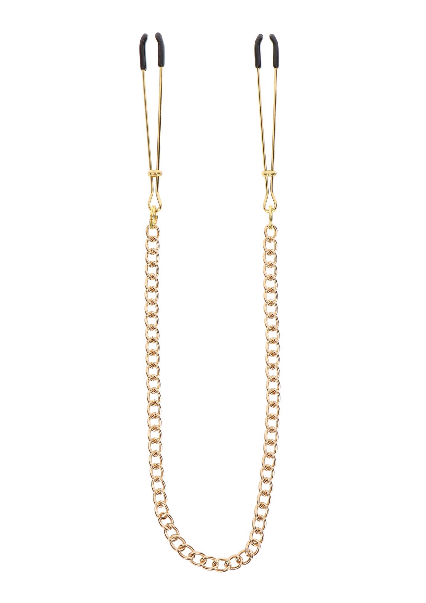 Spenelių spaustukai „Tweezers With Chain“ (auksiniai)