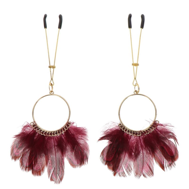 Spenelių spaustukai su plunksnomis „Tweezers With Feathers“ (auksiniai)