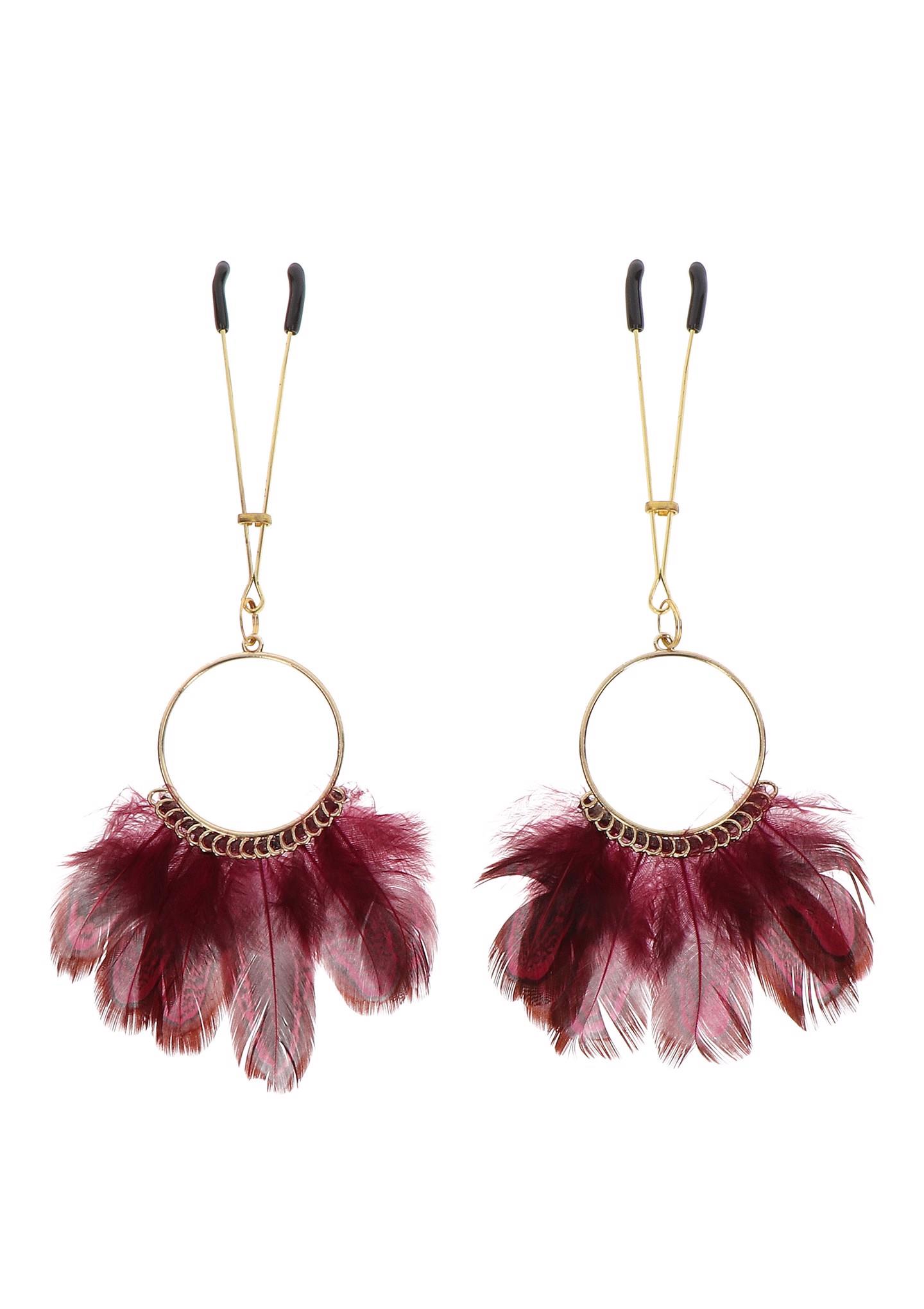 Spenelių spaustukai su plunksnomis „Tweezers With Feathers“ (auksiniai)